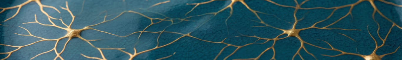 GOLDGRUND Kintsugi Goldene Neuronen auf blauem Hintergrund.